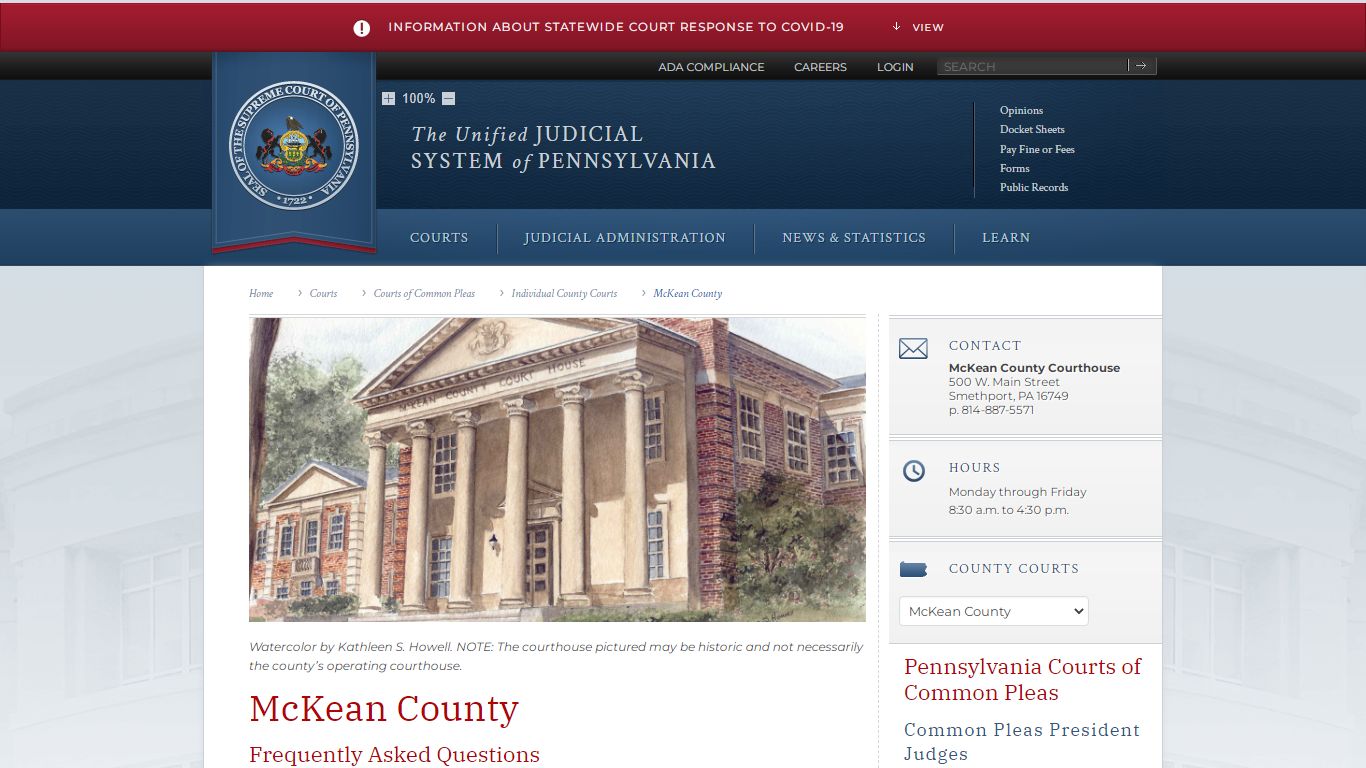 McKean County | Individual County Courts | Courts of Common Pleas ...